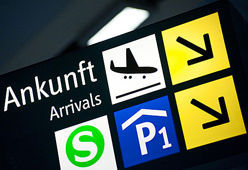 到达,机场,标识,象征,列车,停放,方向,箭头,德国,欧洲