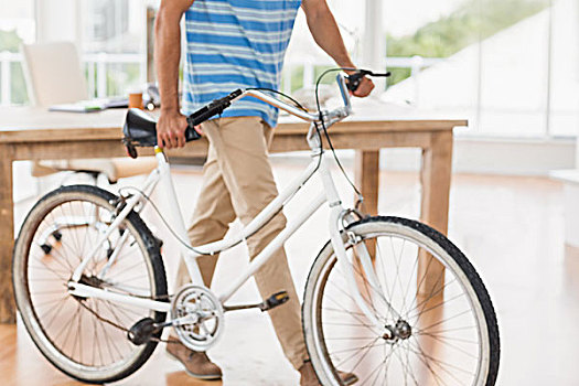 创意,商务人士,推,自行车,办公室