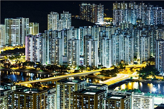 住宅区,香港,夜晚