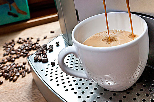 浓咖啡,咖啡,机器,倒出,杯子