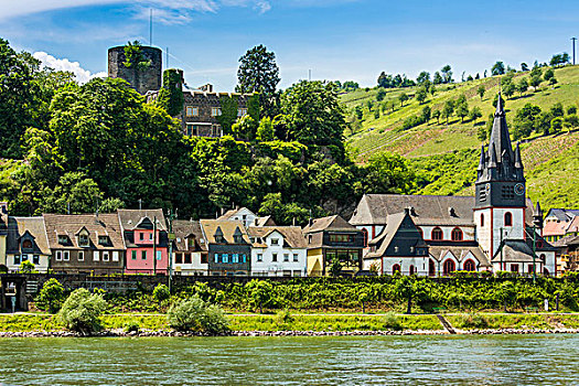 乡村,城堡,莱茵河,科布伦茨,德国