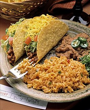 墨西哥,餐饭,炸玉米饼,米饭