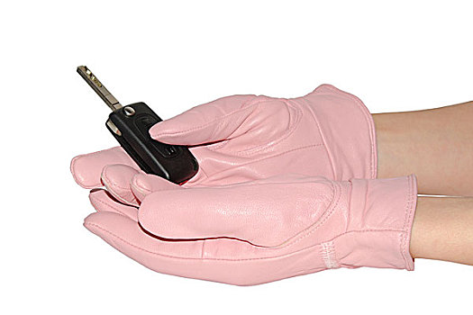 车钥匙,粉色,手套