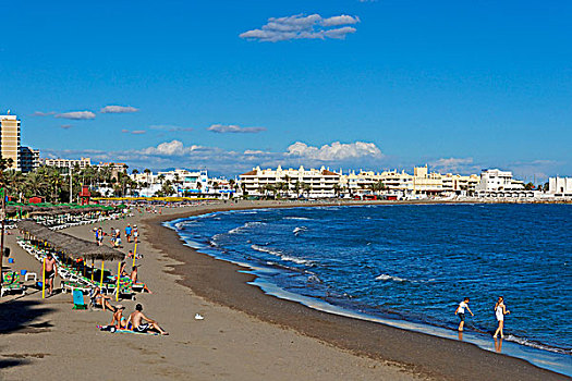 人,海滩,安达卢西亚,西班牙