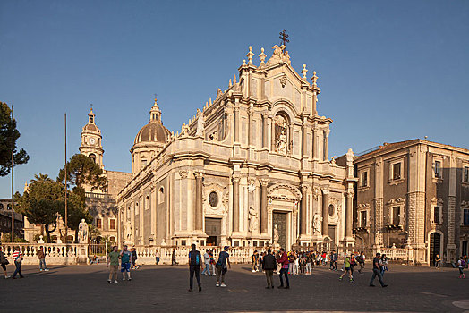 广场,中央教堂,大教堂,西西里,意大利,欧洲