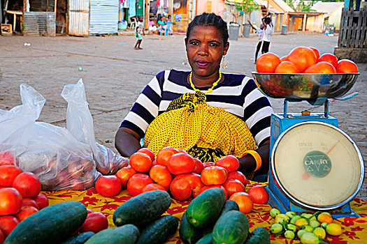 卖蔬菜,人,菜摊,街上,马约特,非洲
