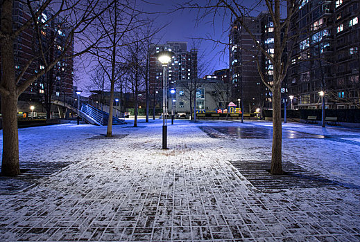 雪夜,住宅区,夜景