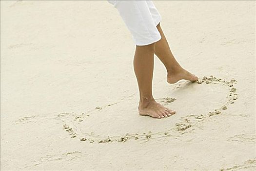 女青年,沙子,脚趾