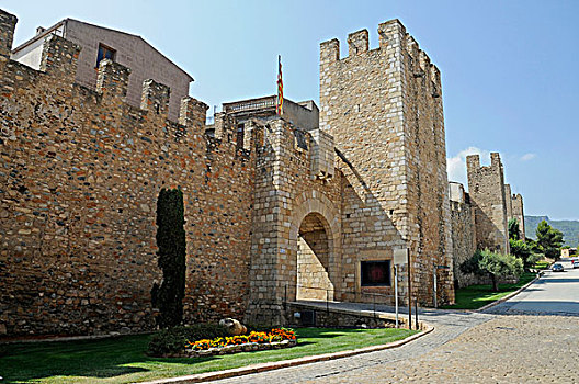 城墙,塔,门楼,塔拉戈纳省,加泰罗尼亚,西班牙,欧洲