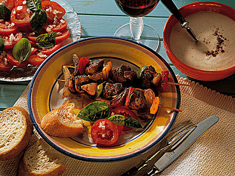 腌制,羊肉串,蒜,蛋黄酱,摩洛哥,烹饪