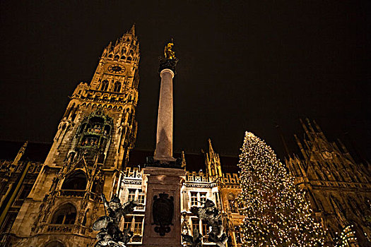 圣诞市场,慕尼黑,玛利亚广场,市政厅,巴伐利亚,德国