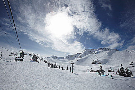 滑雪缆车,滑雪,山,惠斯勒山,不列颠哥伦比亚省,加拿大
