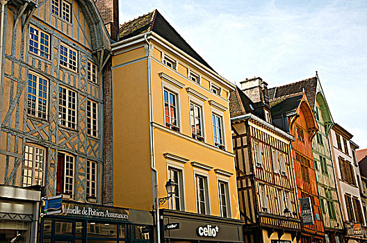 法国,香槟,阿登高地,特鲁瓦,中世纪,房子,街道