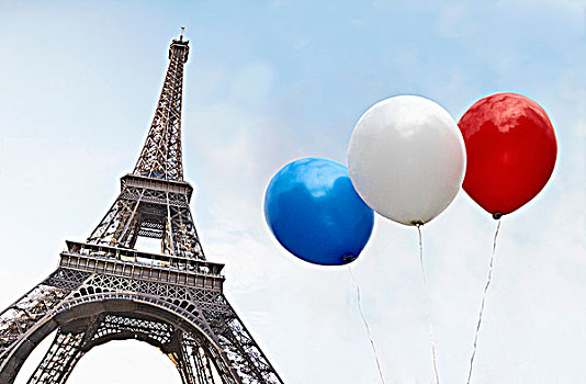 气球,彩色,法国国旗,正面