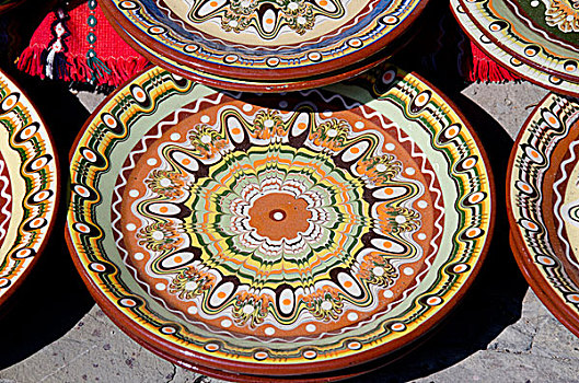 保加利亚,内塞巴尔,传统,工艺品,陶器,特色,彩色,图案