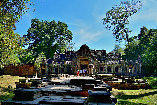 柬埔寨吴哥通王城圣剑寺宗教建筑
