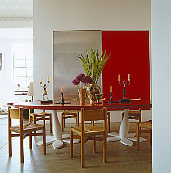 道路,艺术品,铝,红色,就餐区,桌子,展示,20世纪50年代,椅子