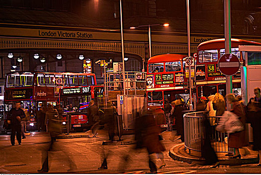 双层巴士,巴士,户外,维多利亚站,伦敦,英格兰