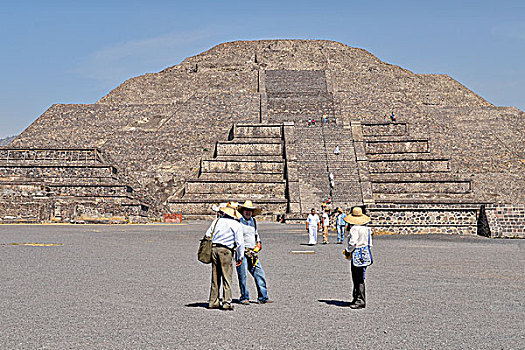 小贩,旅游,正面,月亮金字塔,世界遗产,遗迹,特奥蒂瓦坎,墨西哥,北美