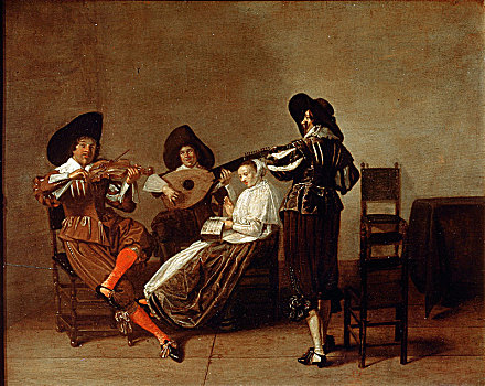 音乐,晚间,早,17世纪,艺术家,哈勒姆