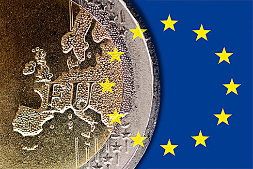 欧盟,旗帜,欧元,硬币,象征,欧洲,货币,基金