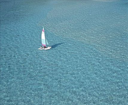 双体船,泻湖,航拍,马尔代夫,印度洋