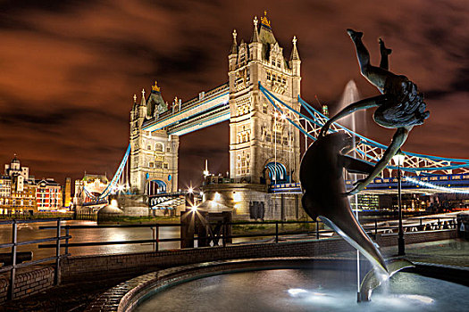 英格兰,伦敦,塔桥,雕塑,北方,堤岸,泰晤士河
