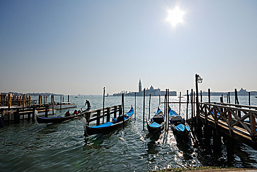 小船,岛屿,教堂,圣乔治奥,马焦雷湖,威尼斯,威尼托,意大利,欧洲