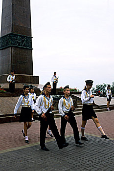 乌克兰,公园,二战,战争纪念碑,年轻,仪仗兵