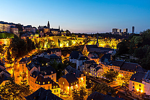 卢森堡,城市,市区,黃昏