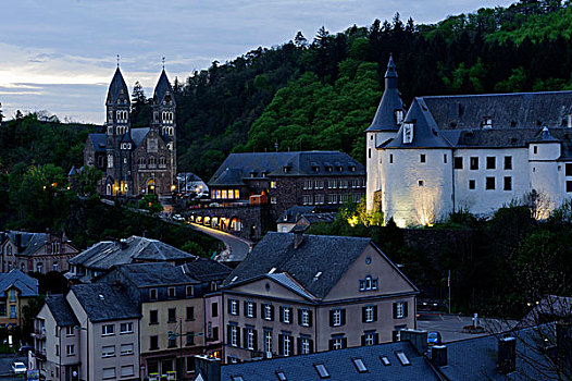 风景,克莱沃,教堂,城堡,卢森堡,欧洲
