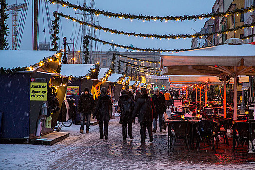 圣诞市场,新港,哥本哈根,区域,丹麦,欧洲