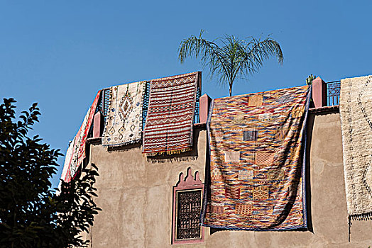 地毯,悬挂,屋顶,马拉喀什,摩洛哥