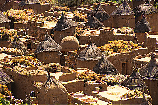 公寓,锥形,屋顶,邦贾加拉,高原,乡村,多贡人居住区,马里,西非