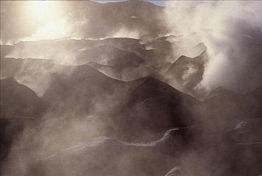 蒸汽,薄雾,温泉,玻利维亚,南美