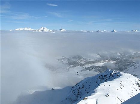 海洋,雾,恩加丁,瑞士