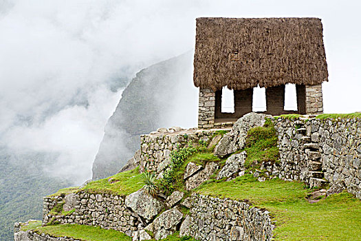 小屋,房子,雾状,早晨,世界遗产,秘鲁,南美