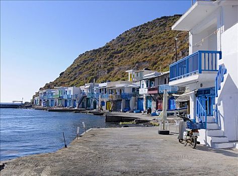 彩色,房子,旁侧,港口,渔村,基克拉迪群岛,岛屿,希腊,欧洲