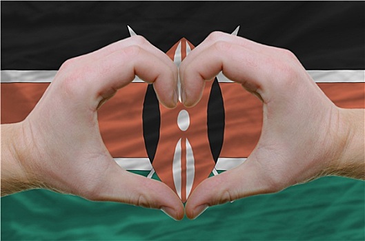 心形,喜爱,手势,展示,上方,旗帜,肯尼亚