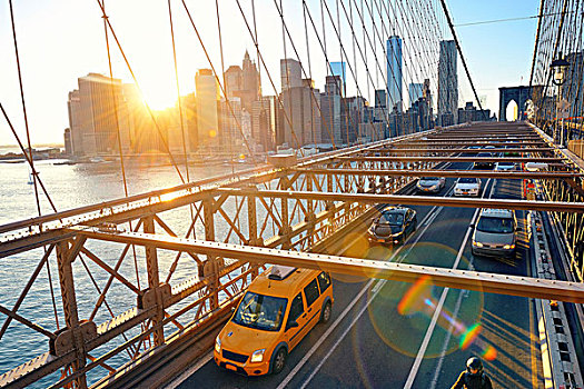 布鲁克林大桥,交通,市区,曼哈顿,纽约