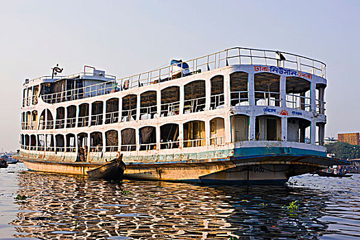 巨大,河,渡轮,达卡,孟加拉,亚洲