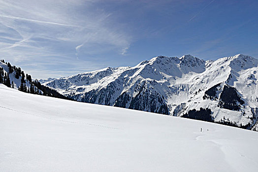 雪景,山脊,提洛尔,阿尔卑斯山,奥地利,欧洲