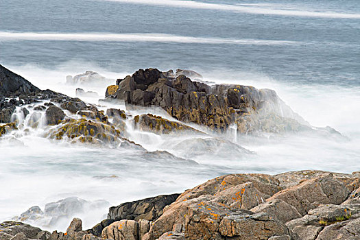 石头,海中,罗弗敦群岛,挪威,欧洲