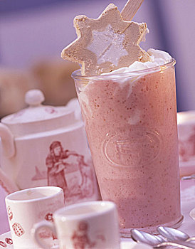 草莓奶昔,冰,星,棍