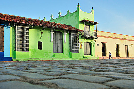 彩色,房子,建筑,广场,古巴,加勒比