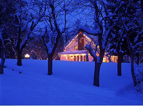 圣诞灯光,房子,金伯利,不列颠哥伦比亚省,加拿大