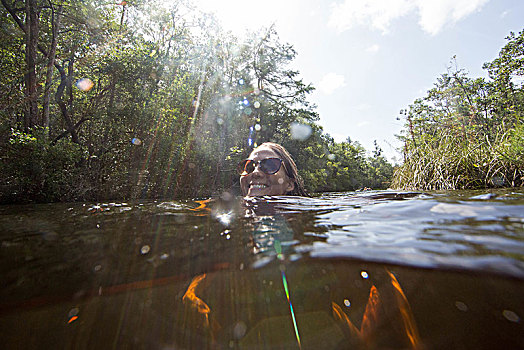 女人,游泳,水中,佛罗里达