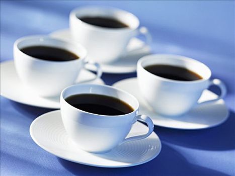 四个,杯子,黑咖啡