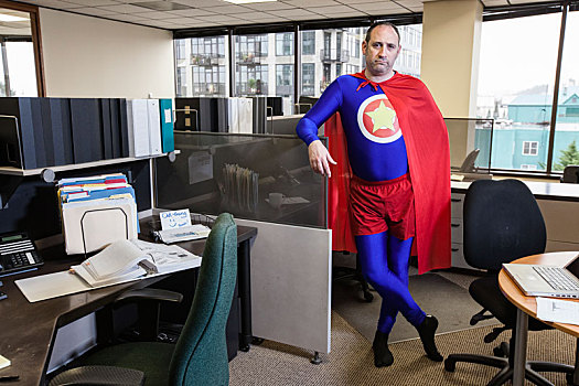 白人,中年,超级英雄,小间,办公室