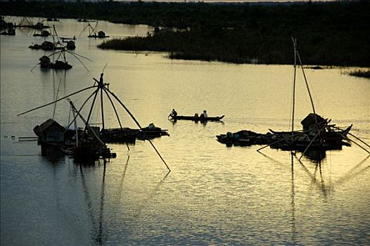 渔船,湄公河,鞑靼,柬埔寨